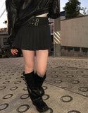 [Belt SET] Appu Stripe Pleated Skirt