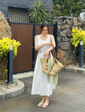 Peeling Pleated Sleeveless Long One Piece (Belt Set)