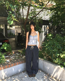 Pookie Linen Stripe Banding Wide Long Pants
