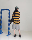 Was Bubble Gum Stripe Collar Short Sleeve T-shirt