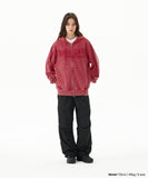 WASHED CUT OFF APPLIQUE HOOD ZIP UP