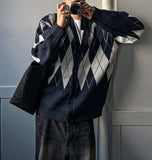 Modern argyle cardigan