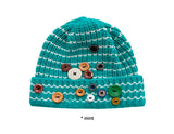 BUTTON STRIPE BEANIE