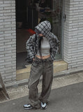 Leaf Overfit Hooded Checkered Shirt
