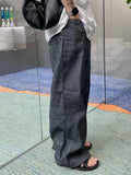 S/S wide fit indigo linen denim jeans