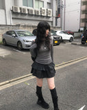 Kibe Ribbon Shirring Wool Tencel T-Shirt