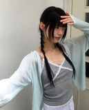 Floin see-through ribbed cardigan
