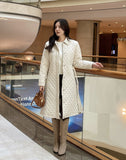 Suede Quilted Lightweight Long Padding Coat (Belt Set)