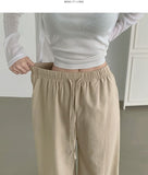 Linen Banding Wide Pants