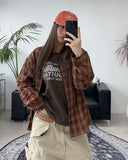 Tona Wrinkle Crop Check Shirt