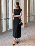 Celia Shirring Turdle Sleeveless Long One Piece