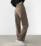 Brushed span straight wide fit slacks pants