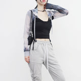 Zeo Tie-Dye See-Through Bolero Hood