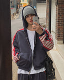 Toys Color Matching Track Line Hood Zip-Up Pants Set