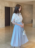 Eshuang Round Neck Chiffon Winged T-Blouse