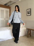 Tachi side track color matching two-way long wide jogger pants