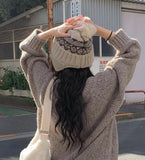 Asean Vintage Nordic Drop Knit Earmuffs Beanie