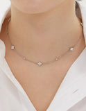 Essence Silver (W) Moissanite Flower Station Necklace