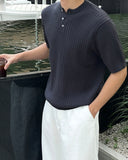 Ribbed Span Henley Neck Knit