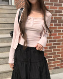 Seni Lace Button Layered Cardigan