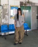 Jeje cargo string two-way wide pants