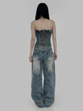 Ridi cut washed denim