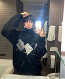 Argyle turtleneck knit
