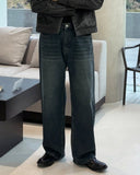 Sand brush wide denim pants