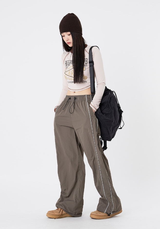 Raucohouse(ラウコハウス) - Side line wide banding track pants