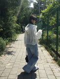 Pek Summer Adjust Snap Washing Denim Wide Pants