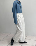 Bow Cotton High Waist Wide Pants