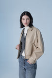 Overfit curved leather blouson