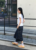 RIBBED V SLIT HALF T