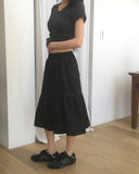 Mire cut tiered midi skirt