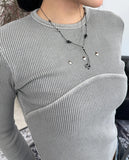 Kend Rivet Pigment Crop Long Sleeve