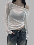 Lencheu See-Through Shirring Knitwear