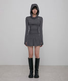 Hooded High Neck Long Dress