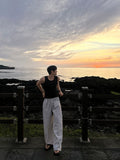 Summer Stripe Wide Linen Pants