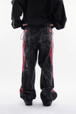 Bumpy side track wrinkle denim pants