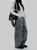 Camo wide denim pants