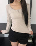 Muite U-Neck Pocket Long Sleeve T-Shirt