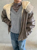 Tiken Herringbone Wool Hood Fur Jacket