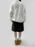 30% wool) Limb Check Pleated Midis Skirt