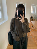 Linen round knit cardigan