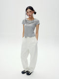 W U-Neck Crop Slim T-shirt