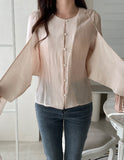 Mito Shirred Layered Wrap Blouse