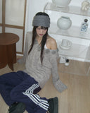 Huner Vintage Flower Loose Fit Off-Shoulder Knit