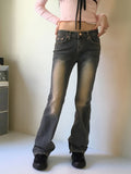 Noi Vintage Washing Low-Rise Long Bootcut Denim Pants