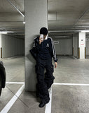 Multi-pocket cargo denim pants