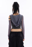 Storm cut out mesh hooded crop T-shirt